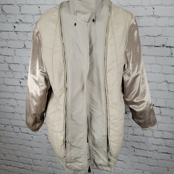 London Fog Beige Removable Thinsulate Liner Pleated Full Zip Jacket Size 14 - Picture 6 of 16